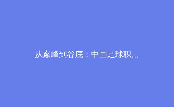 从巅峰到谷底：中国足球职业联赛金元泡沫破裂后的反思与重生之路 - 4